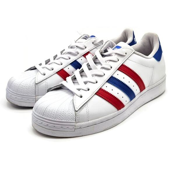 Adidas Superstar White Red Blue Stripe Shoes Ladies Size 9 Shell Toe AC7162 - Picture 6 of 16